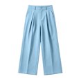 thumbnail image 3 of hotojiny Girls Dress Pants Wide Leg Uniform Pants for Kids Trendy High Waist Pleated Front Formal Pants with Pockets(Blue,12-13 Years), 3 of 6