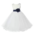 thumbnail image 3 of Ekidsbridal Satin Ivory Midnight Tulle Rattail Flower Girl Dress for Baptism Wedding Mini Bridal Gown 829T 10, 3 of 3
