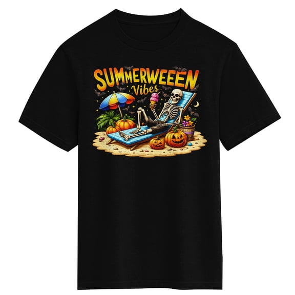 Summerween Skeleton Beach Graphic Tee For Boys-XS (4-5)