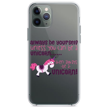 DistinctInk Clear Hybrid Case for Apple iPhone 12 Pro Max (6.7 Screen) - Always Be Yourself Unless You Can Be a Unicorn - Wireless Charging Compatible