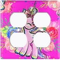 thumbnail image 3 of Metal Light Switch Plate Cover Pink Unicorn Rose Fairy Universe UNI005, 3 of 13