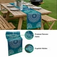 thumbnail image 5 of Teal Blue Boho Table Runner - 60 Inch Long, Kitchen Dining Table Runner Dresser Scarves, Retro White Rustic Flower Ethnic Pattern Farmhouse Decor for Coffee Tables Wedding Party Banquet, 5 of 8