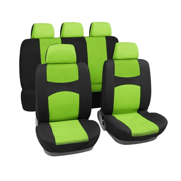 Unique Bargains Universal Fit Full Set Car Seat Cover Kit Flat Cloth Fabric Seat Protector Pad for Car Black Green