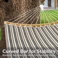 thumbnail image 3 of Sunnydaze 2-Person Polyester Curved Spreader Bar Hammock, 450 lb Capacity - Neutral Stripe, 3 of 17