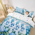 thumbnail image 2 of Erosebridal Boys Girls Easter Rabbits Eggs Queen Duvet Cover Set,Blue Flowers Bowtie Bedding For Kids,3 Pieces,No Comforter,Microfiber Bedroom Decor, 2 of 6