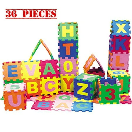 Baby Foam Play Mat 36 Piece Set 5x5 Inches Interlocking Alphabet