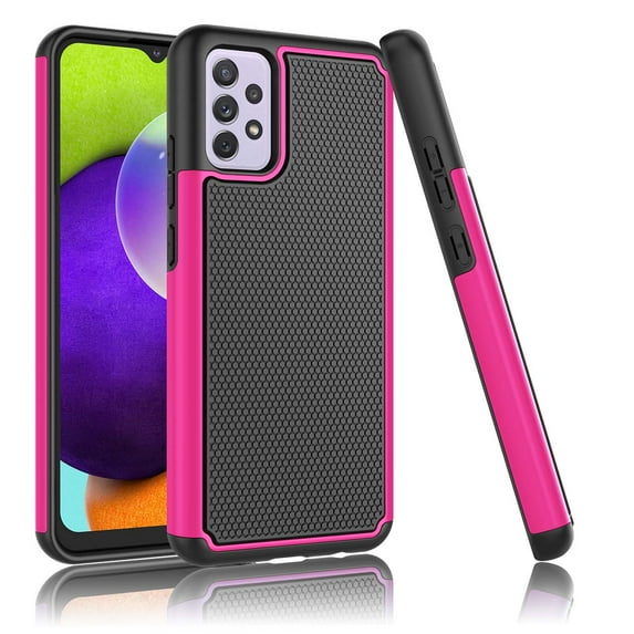 Takfox for Samsung A52 Case, Galaxy A52 Case, Galaxy A52 5G Case, Shockproof Hard Plastic Scratch Resistant Bumper Rubber Grip Sturdy Full Body Protective Phone Cases-Hot Pink