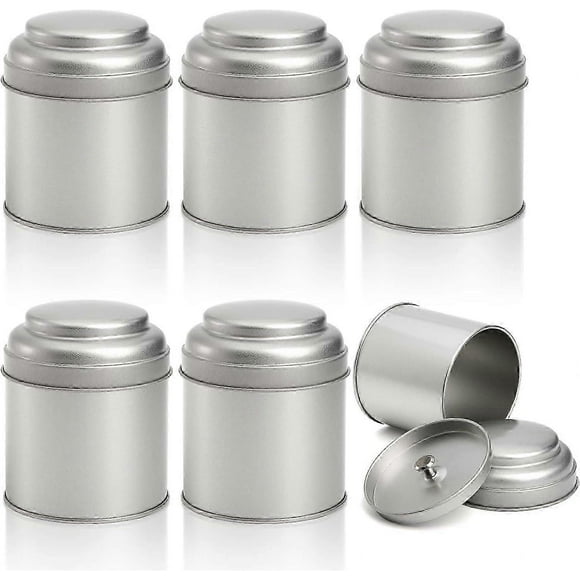 6pcs Tea Tins Canister With Airtight Double Lids, 8 Oz Round Tin Can Box, Small Kitchen Canisters Containers