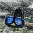 thumbnail image 5 of Professional Wide-Frame Swim Goggles, Waterproof Anti-Fog UV Protection, Soft Silicone Comfort Fit with Adjustable Strap, Unisex for Adults, Blue-Tinted Lenses, Black Frame, 5 of 9