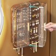 thumbnail image 4 of Necklace Storage Box Jewelry Storage Box Transparent Wall Mounted Earring Ring Necklace Organizer with Multi-shaped Hooks for Home, 4 of 8