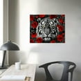 thumbnail image 4 of COMIO  Large Black and White Tiger Canvas Wall Art Animal Wildlife Cool Tiger in Burgundy Red Flowers Painting Prints Gallery Wrap Artwork for Living Room Bedroom Home Office (Red), 4 of 5