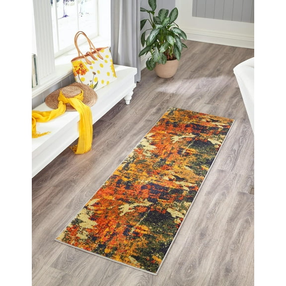 Rugs.com Haerfest Collection Rug – 4 Ft Runner Brown Low Rug Perfect For Hallways, Entryways