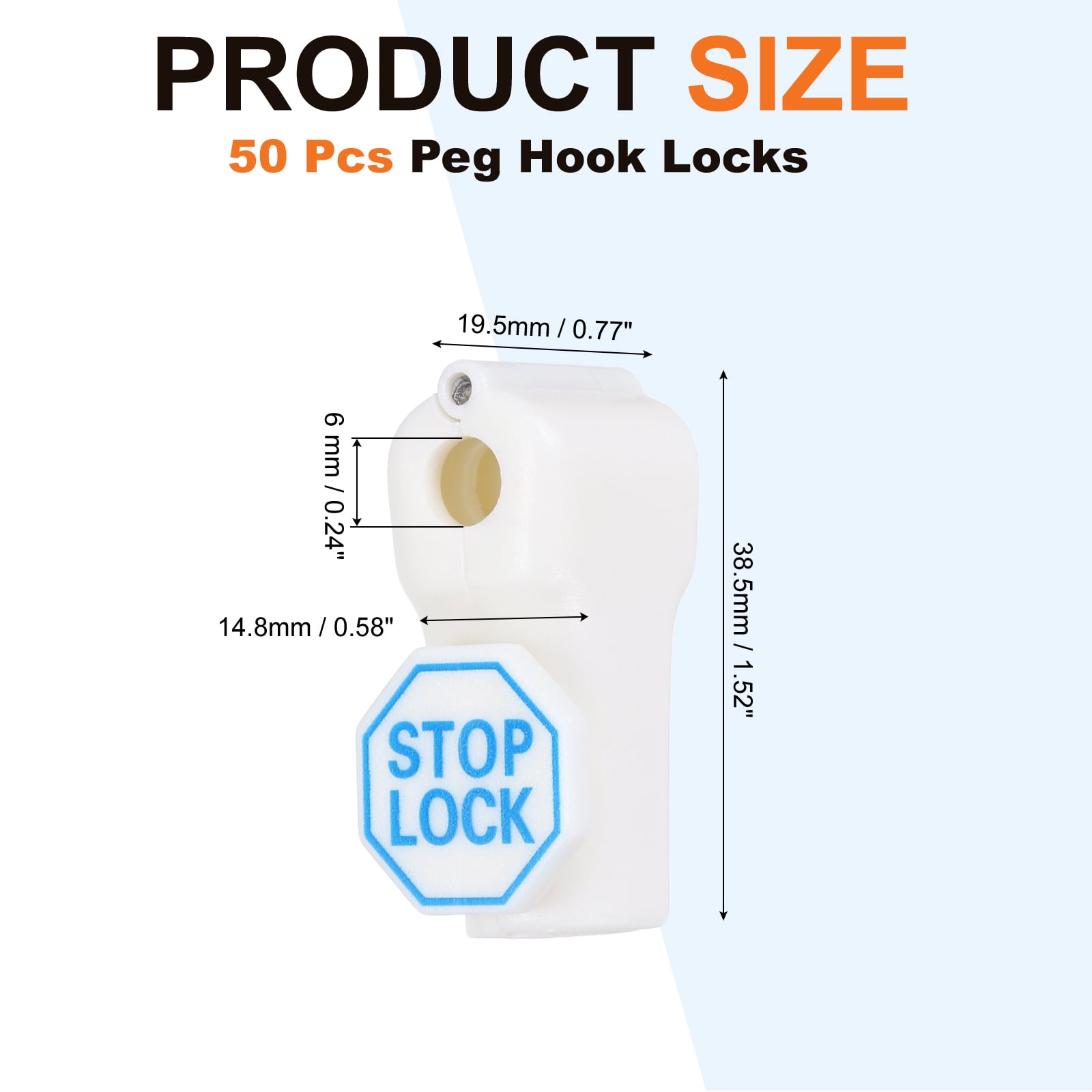 Uxcell 50Pcs Peg Hook Locks (6mm) PC Magnet Anti-Theft Pegboard Display Hook Locks Security Red Stop Tools, Fits Retail Shop/Shopping Center/Garage Tools, White