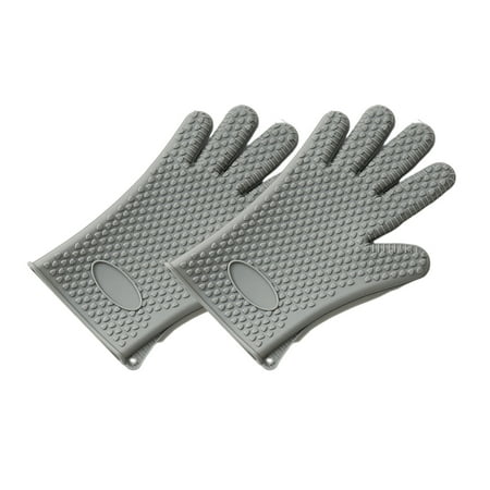 

Eastshop 2 Pcs Oven Glove Hook Design Anti-scald Silicone Kitchen Heat Insulation Microwave Gloves Daily Use