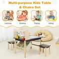 Costway Kids Art Table & Chairs Set Wooden Drawing Desk with Paper Roll