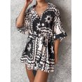 thumbnail image 4 of Mialoley Femmes Été Short Combinaison Coeur/arbre/point Imprimé Manches Revers Bouton Dwon Ample Rompers, 4 of 9