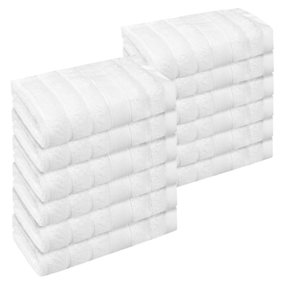 Unique Bargains Striped 12 Pack Washcloths Pure Cotton Face Towels Comfort Towels White