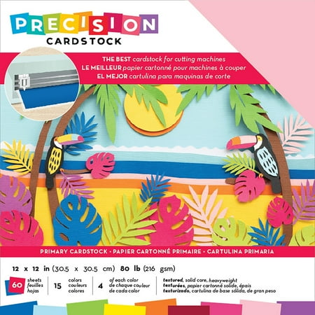 UPC: 0718813541275 | American Crafts Precision Cardstock Pack 80lb 12 X12  60/Pkg-Primary/Textured
