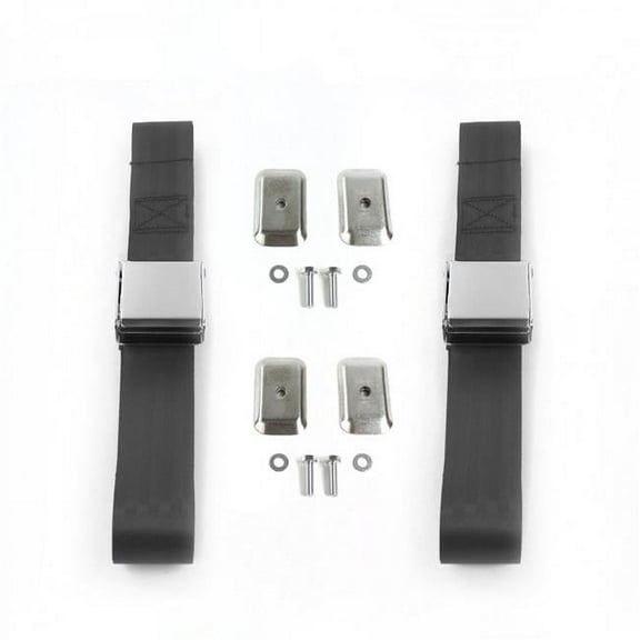 SafeTboy 679380 Airplane 2 Point Charcoal Lap Bench Seat Belt Kit with Bracketry for 1981-1993 Chevy Truck S10 - 3 Belts