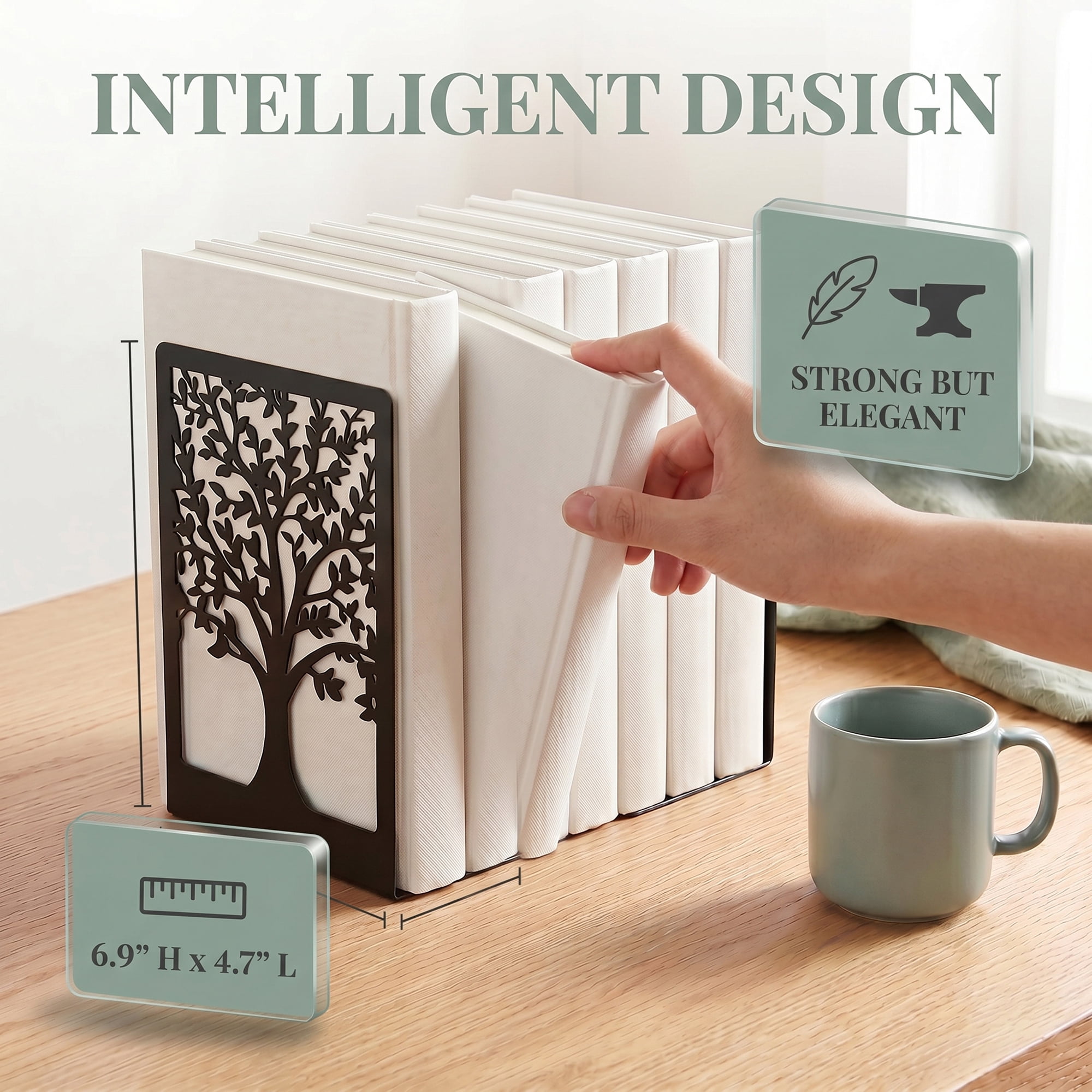 Unique Bargains Exquisite Decorative Metal Bookends for Home Office and Library Black Style C 4.7"x3.3"x6.9"