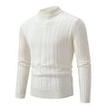 thumbnail image 1 of ameIAEA Mens Mock Neck Cable Knit Sweaters Long Sleeve Solid Color Casual Pullover Sweaters, 1 of 6