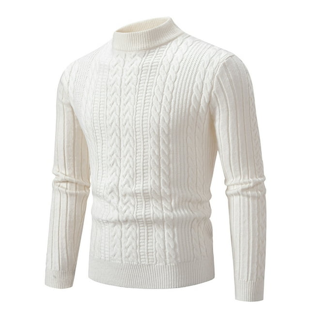 Weiqiqre Sweaters for Men Cable Knit Turtleneck Pullover Long Sleeve Twisted Fall WInter Thermal Jumper Sweaters