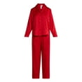 thumbnail image 5 of Joyspun Women’s Stretch Satin Notch Long Sleeve Top and Pants Pajama Set, 2-Piece, Sizes XS-3X, 5 of 6