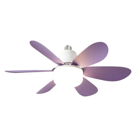 

WIQUOKETT Remote Control Small Ceiling Fan Light Silent Strong Wind Infinite Dimming LED Flower Shaped Fan Light 40W Three Color Dimming Remote Control Version with Lamp Holder