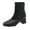 Black, variant on Women's Wide Booties with Block Low Heel & back Zipper | Black and Beige Short Boots