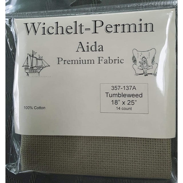 Wichelt Permin Tissu de Point de Croix Premium AIDA 14 Unités Tumbleweed 18 Pouces x 25 Pouces