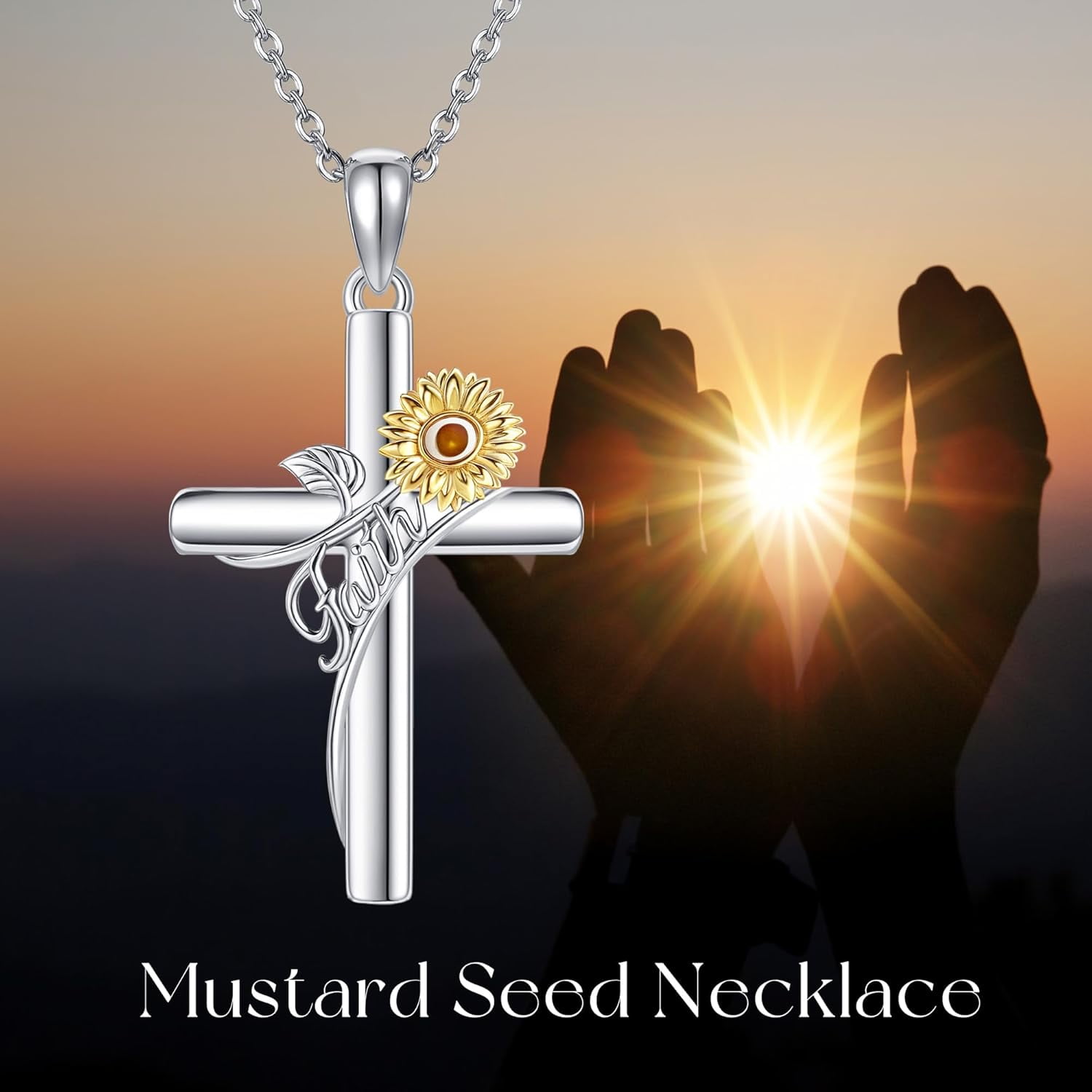 Cross Necklace 925 Sterling Silver Turquoise/Mustard Seed/Butterfly/Mushroom/Holy Spirit/Star of David Necklace Jewelry Gifts for Women