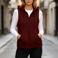 thumbnail image 2 of Ashirexll Womens Winter Coats, Womens Vests Outerwear, Solid Color Double Pocket Zipper Sleeveless Hooded Casual Fashion Outwear, 2 of 7