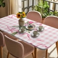 thumbnail image 3 of Pink Tulip Spring Floral Table Cloths for 3 Foot Rectangle Tables, Romantic Flowers Modern Art Pink Plaid Patio Waterproof Elastic Fitted Tablecloths, Washable Rectangular Table Cover for Camping, 3 of 8