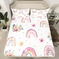 thumbnail image 2 of Homewish Watercolor Rainbow Twin Sheet Sets,Retro Rustic Flower Twin Fitted Sheet,Colorful Polka Dots 03 For Girl Boys,Breathable Home Decor,3-Piece, 2 of 7