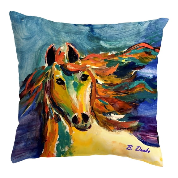 Betsydrake NC1173 18 x 18 in. Colorful Horse No Cord Pillow