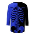 thumbnail image 6 of VKOYWKM Women Halloween Tops 3/4 Sleeve Funny Skeleton Graphic Tees Fall Crew Neck Loose Fit Theme Halloween T-Shirts, 6 of 6