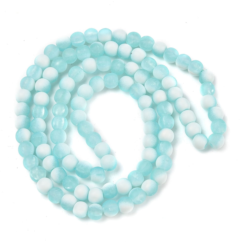 20Strand Frosted Crackle Glass Beads Strands Rondelle Pale Turquoise 6x5.5mm Hole: 1mm about 145pcs/strand 31.10''(79cm)