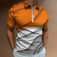 thumbnail image 2 of Ombre Orange Grey Men Zipper T-shirt Summer Casual Short Sleeve T-shirt Top, 2 of 7