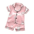 thumbnail image 2 of LSLJS Ensemble de Pyjama Décontracté pour Enfants à Boutons, Manches Courtes, Col Rabattu, Poches, Vêtements d'Été Tendance 2024, 2 of 8