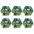 thumbnail image 2 of Disketp Skull And Palm Leaves Funny Coasters,6 Pcs Leather Coasters With Holder, Perfect Housewarming Hostess Gifts,Protect Furniture From Water Marks Scratch And Damage, 2 of 9
