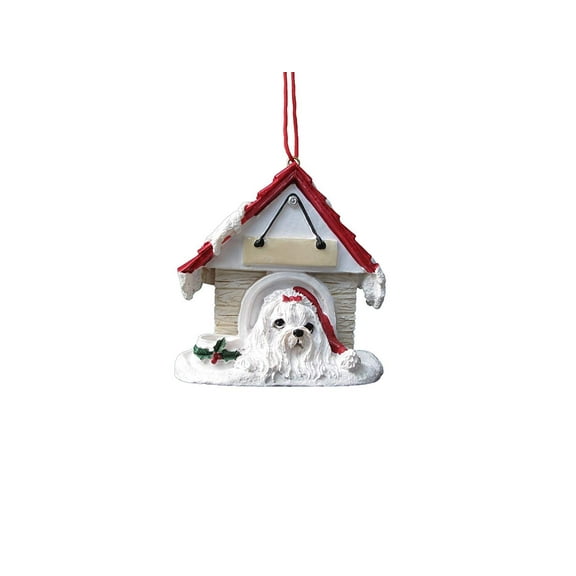 Maltese Doghouse Ornament Hand Painted and Easily Personalized