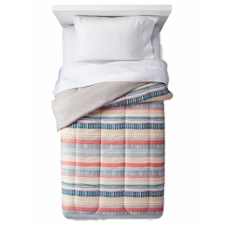 Room Essentials Twin Xl Coral Peach Hand Drawn Stripe Reversible