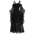 thumbnail image 6 of Wyobmus Renaissance Gothic Dress for Women Halloween Outfits Off Shoulder Lace Trumpet Sleeve Sheer Dress Medieval Steampunk Dress Black, 6 of 7