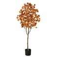 thumbnail image 5 of Nearly Natural 6ft Autumn Eucalyptus Artificial Tree in Orange, 5 of 6