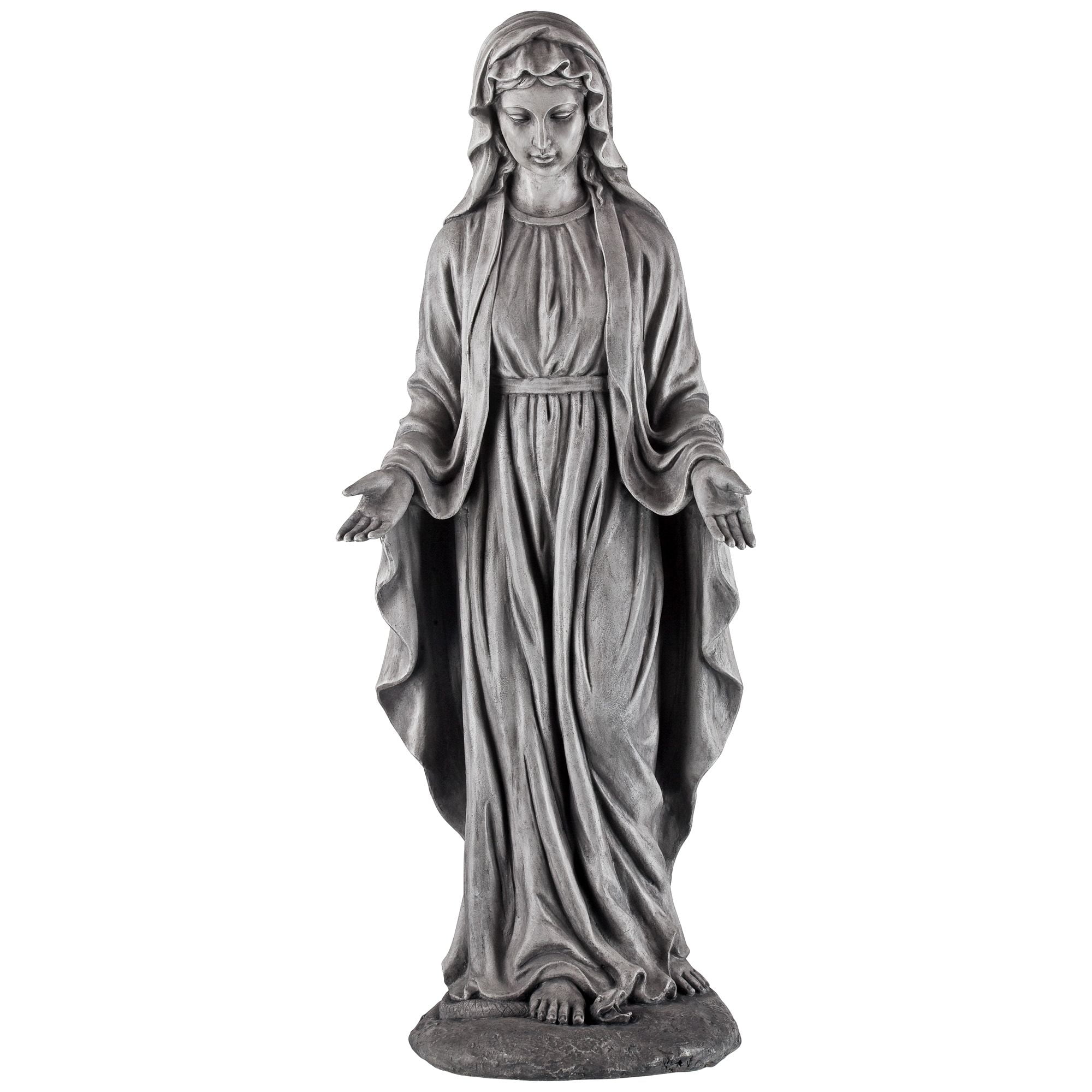 John Timberland Virgin Mary Statue Sculpture Catholic Decor Outdoor Garden Front Porch Patio Gray Stone Finish Ceramic 29" Tall