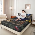 thumbnail image 3 of Castle Fairy Boho Ancient Book Queen Sheets 4 Pieces,Spooky Skull Candle Queen Sheet Sets,Navy Brown,1 Fitted Sheet,1 Flat Sheet and 2 Pillowcases, 3 of 6