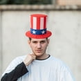 thumbnail image 6 of Jiibva USA Flag Pattern Top Hat Uncle Sam Hat Independence Day Headwear for Festival Carnival Halloween Fancy Dress Accessory, 6 of 7