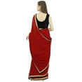 thumbnail image 6 of Atasi Indian Women's Sari Solid Maroon Georgette Saree With Blouse Piece, 6 of 7