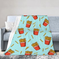 French Fries Fun Food Throw Blanket Super Soft Warm Bed Blankets for Couch Bedroom Sofa Office Car, All Season Cozy Flannel Plush Blanket for Girls Boys Adults, 50"X40"