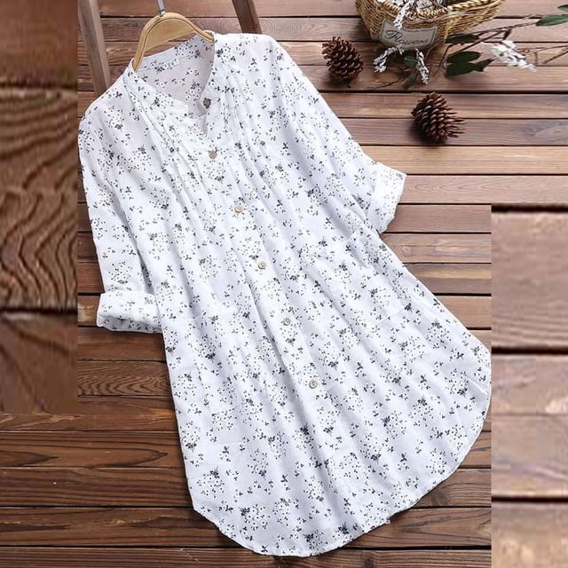 CEHVOM Blouse Décontractée à Manches Longues Imprimée Florale Col en V pour Femmes Grande Taille